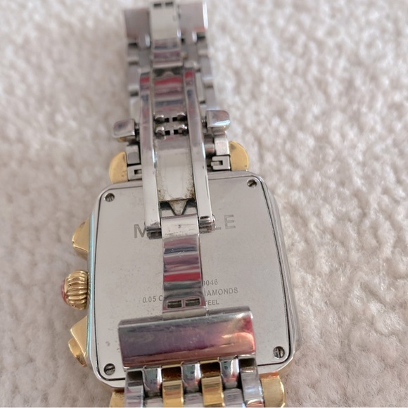 MICHELE Deco Two-Tone 18K Gold Diamond Dial Watch - Picture 7 of 16